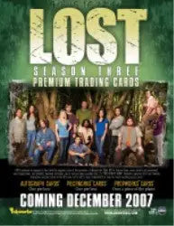 Promotional poster of LOST ensemble cast featured on Lost Season trading card sell sheet