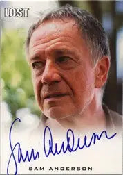 Signed Sam Anderson Autograph Card featuring an older man with gray hair