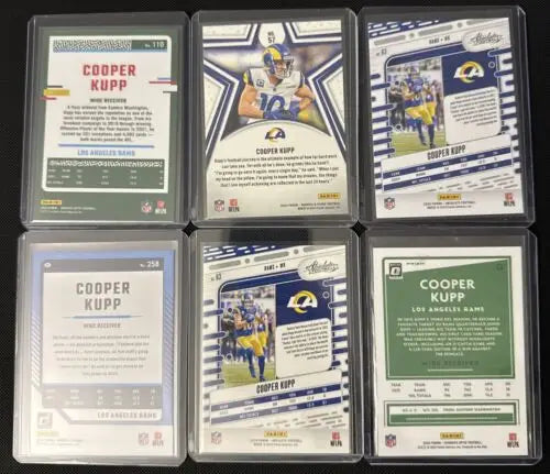 Six Cooper Kupp NFL Football Cards from the Los Angeles Rams collection