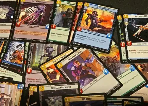Lot of 200+ Star Wars Unlimited TCG Cards featuring iconic characters and scenes