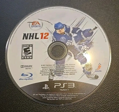 NHL 12 PS3 game disc from Lot of 5 2012 Sports Games for PS3