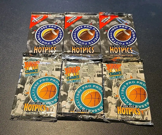 Sealed packs of 1992 Star Picks Pro Prospects Football and Basketball trading cards