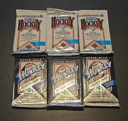 Sealed vintage Upper Deck hockey card packs for collectors and enthusiasts