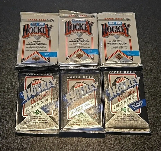 Sealed vintage Upper Deck hockey card packs for collectors and enthusiasts