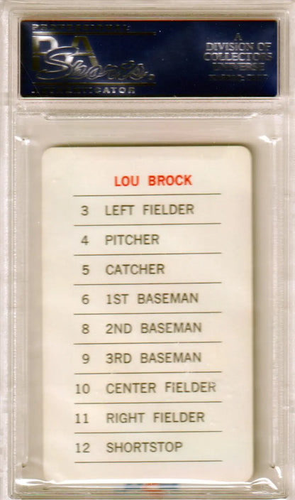 Lou Brock baseball card from Milton Bradley 1970 set, Columbia Hobby graded PSA 9 MINT