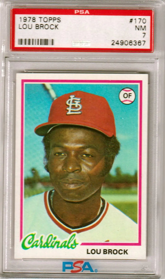 Graded Lou Brock baseball card from Topps Lou Brock 1978 Topps #170 PSA 7 NM