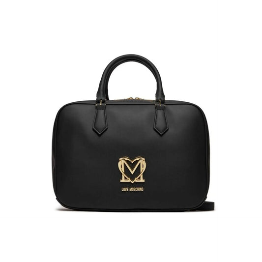 Black leather Love Moschino handbag with top handles and removable shoulder strap