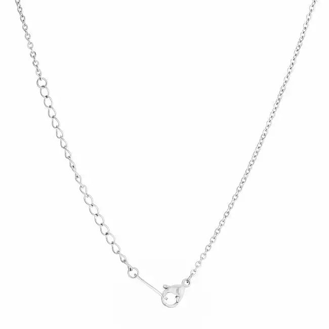 Luck Rhodium Stainless Steel Bar Script Necklace - Necklace