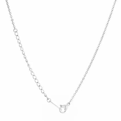 Luck Rhodium Stainless Steel Bar Script Necklace - Necklaces