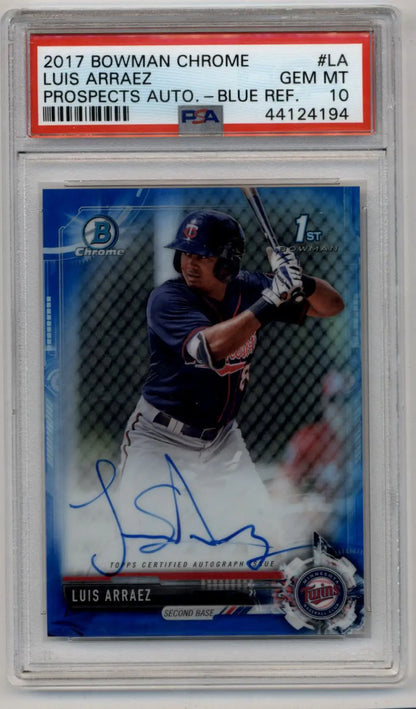 Luis Arraez 2017 Bowman Chrome Prospect Auto Blue Refractor Gem Mint 10