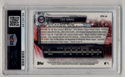 Luis Arraez prospect auto blue refractor baseball trading card PSA 10 Gem Mint