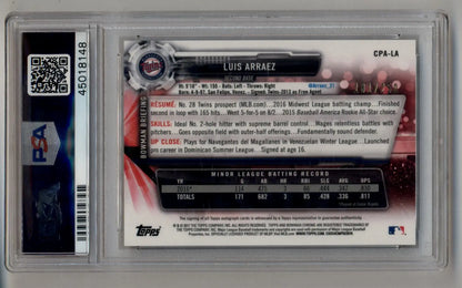 Luis Arraez Bowman Chrome Purple Refractor rookie autograph baseball card 181/250 PSA 10