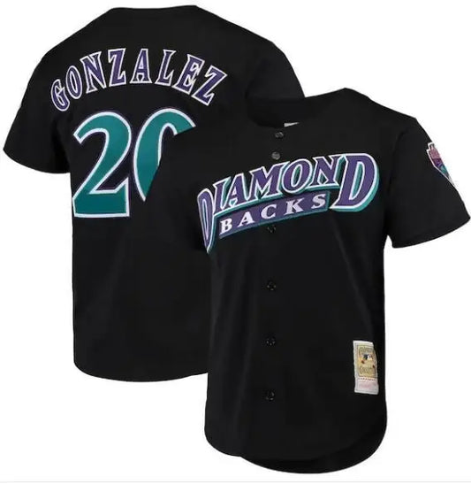 Black Arizona Diamondbacks baseball jersey from Luis Gonzalez Cooperstown Collection