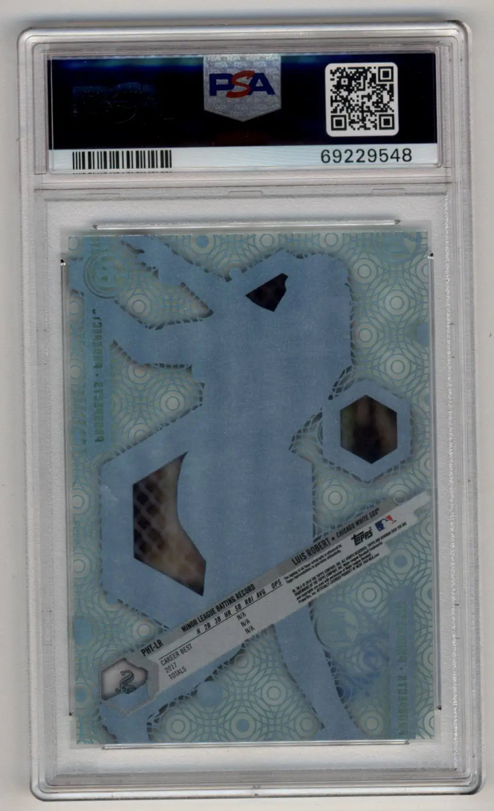 Graded Luis Robert Bowman High Tek Green Rainbow Auto card in clear plastic slab