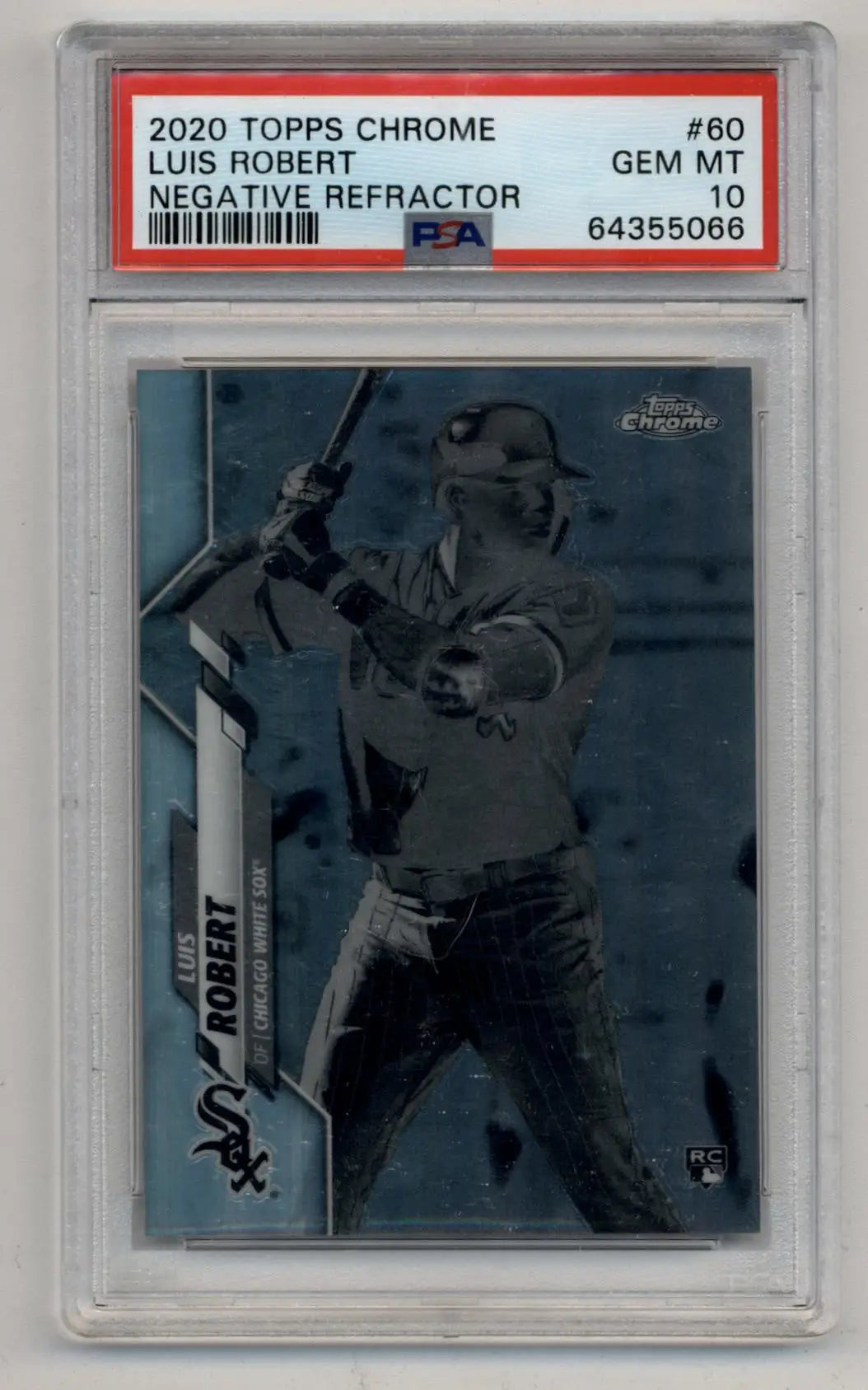 Luis Robert 2020 Topps Chrome Negative Refractor baseball card PSA 10 Gem Mint