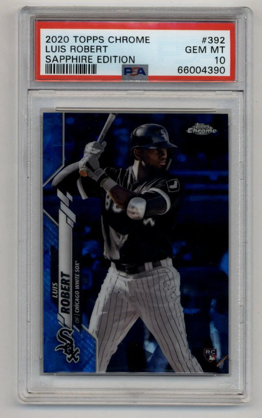 Luis Robert 2020 Topps Chrome Sapphire baseball card PSA 10 GEM MT, chrome sapphire edition
