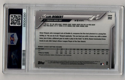 Encapsulated Luis Robert 2020 Topps Chrome Sapphire baseball trading card PSA 10