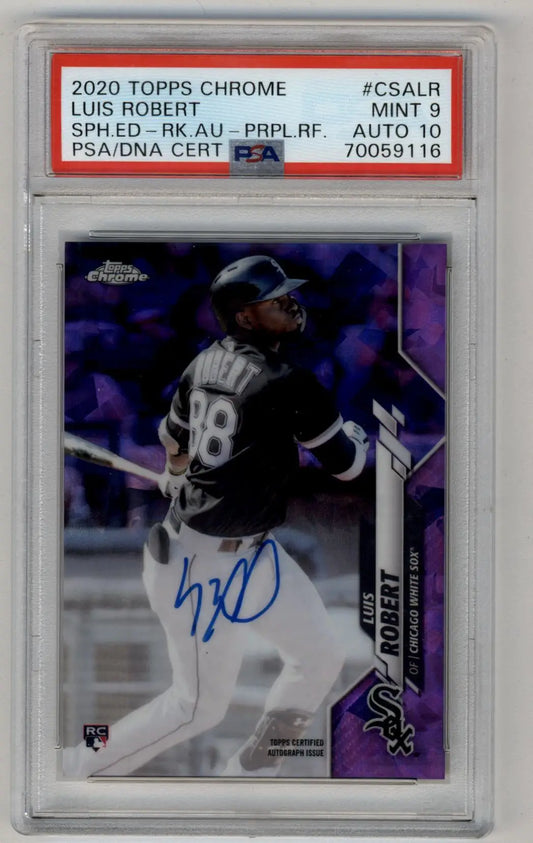 Graded Luis Robert 2020 Topps Chrome Sapphire Auto Purple Refractor PSA 9