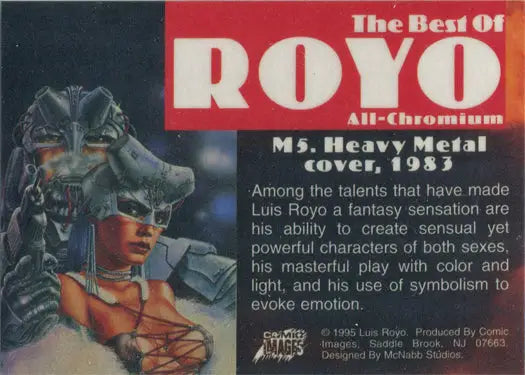 Album cover for The Best of Royo featuring a dark creature, part of a Heavy Metal chase card