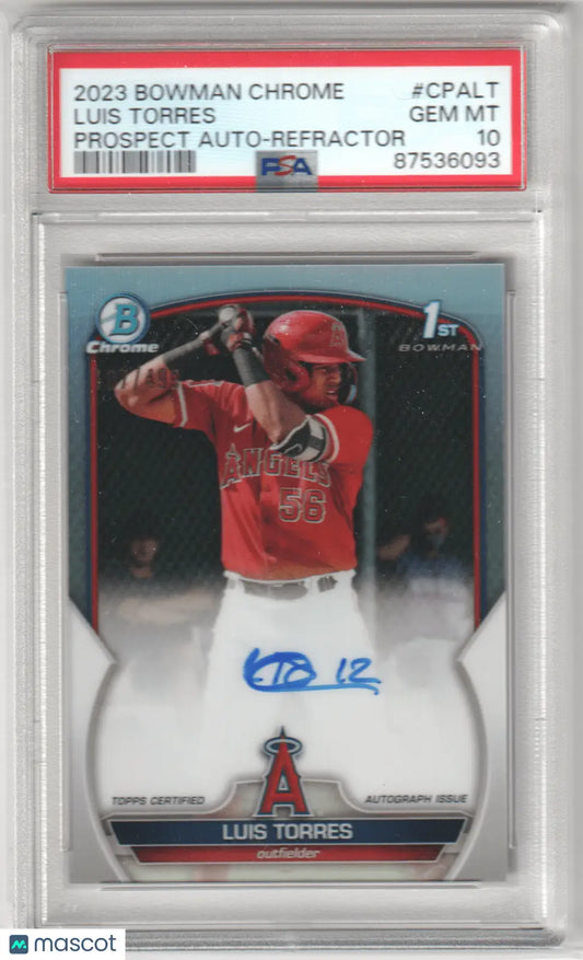 Graded Luis Torres Bowman Chrome Prospect baseball card Columbia Hobby PSA 10 Refractor
