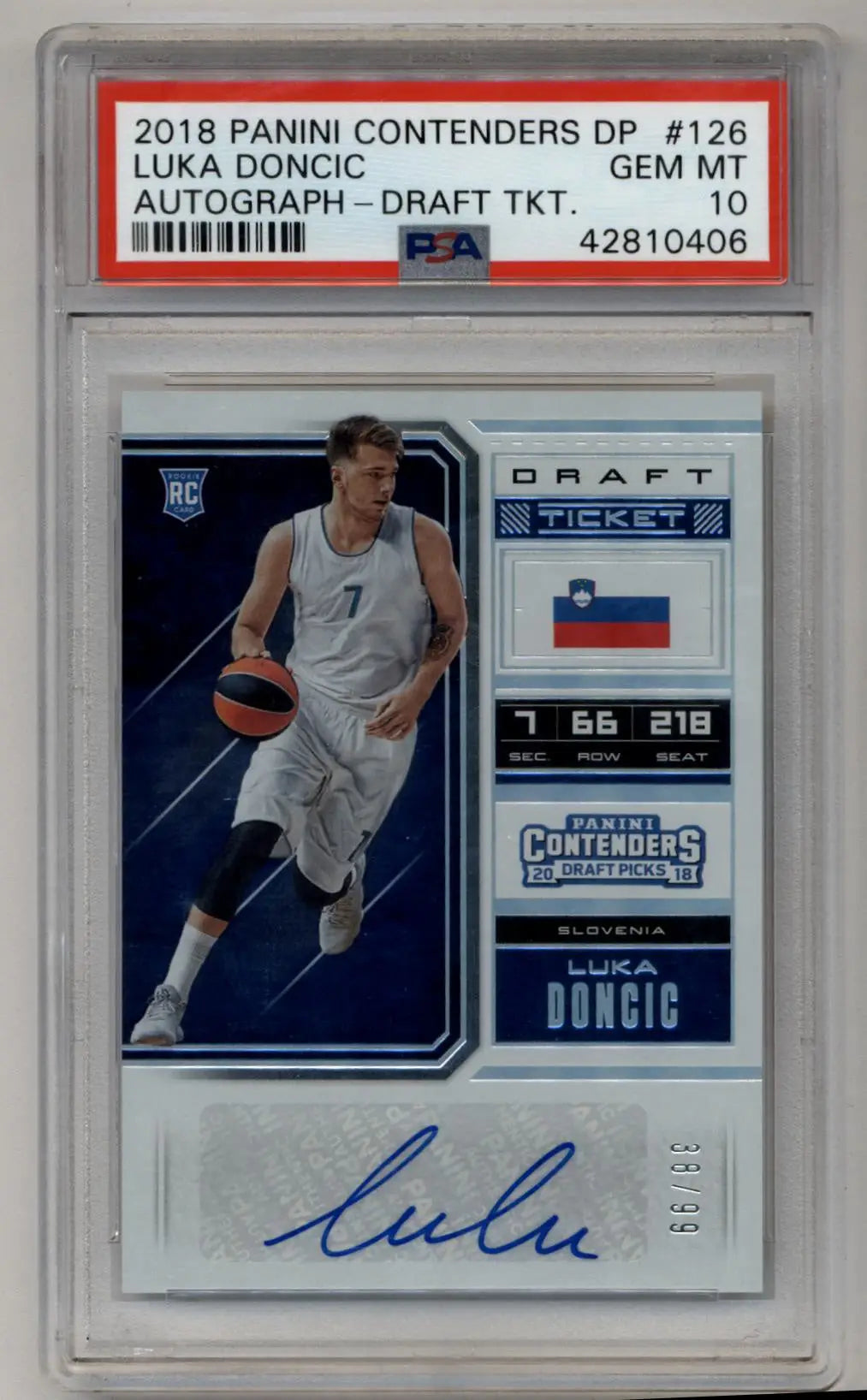 Luka Doncic 2018-19 Contenders Draft Picks Auto Draft Ticket 38/99 PSA 10 Gem Mint - Singles