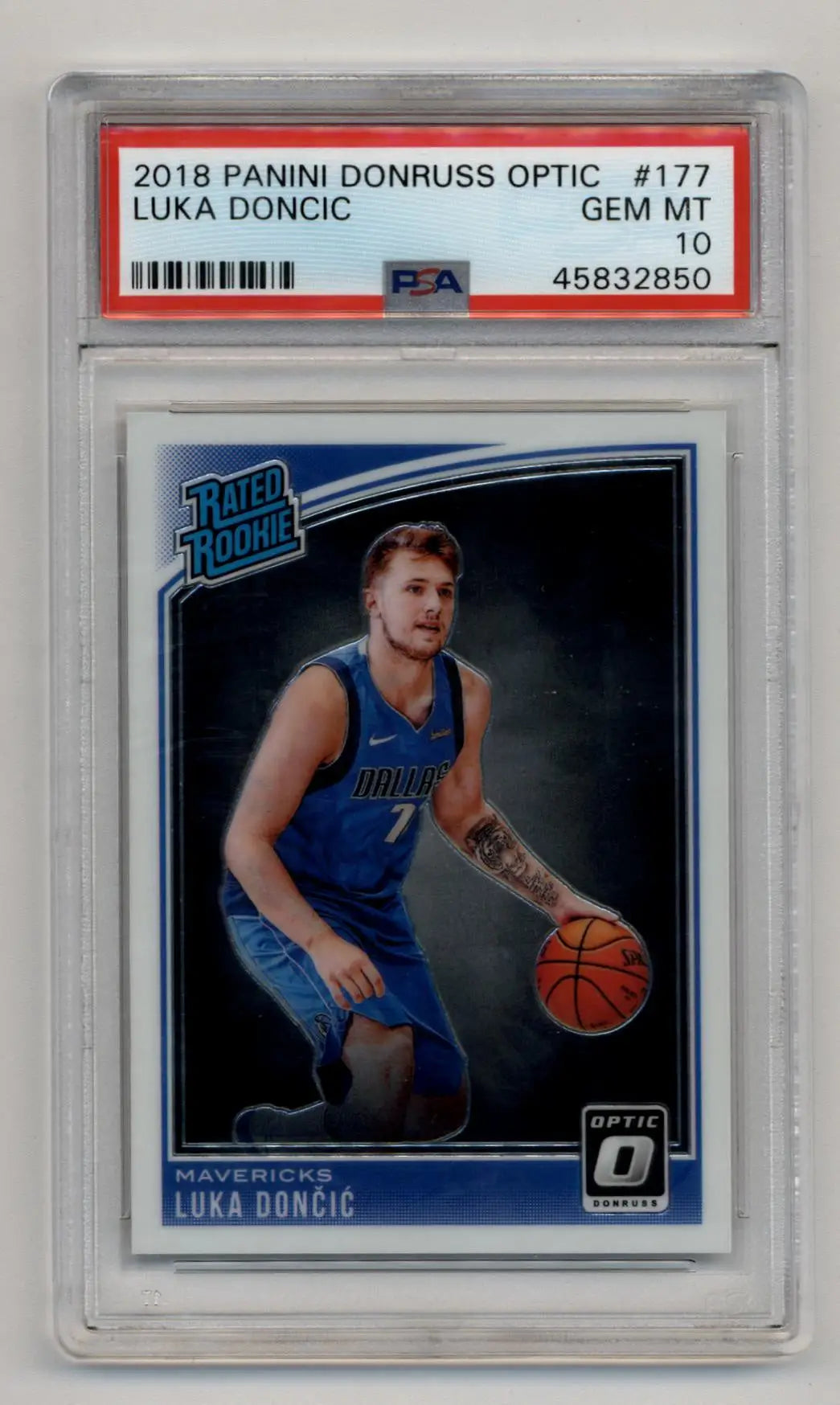 Graded Luka Doncic Donruss Optic Rookie Card in PSA 10 Gem Mint condition