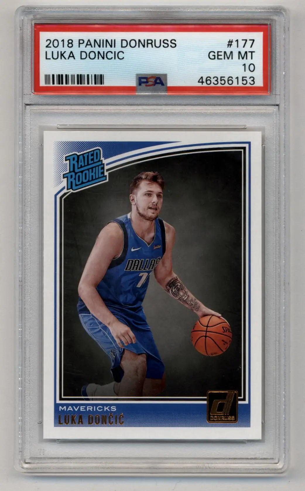 Luka Doncic Donruss Rookie 2018 Panini basketball card PSA 10 Gem Mint image