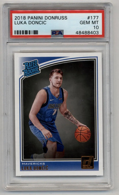 PSA-graded Luka Doncic 2018 Donruss Rookie card in Gem Mint condition