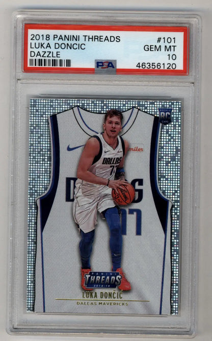 Graded 2018 Panini Threads Dazzle Luka Doncic basketball card in PSA 10 Gem Mint