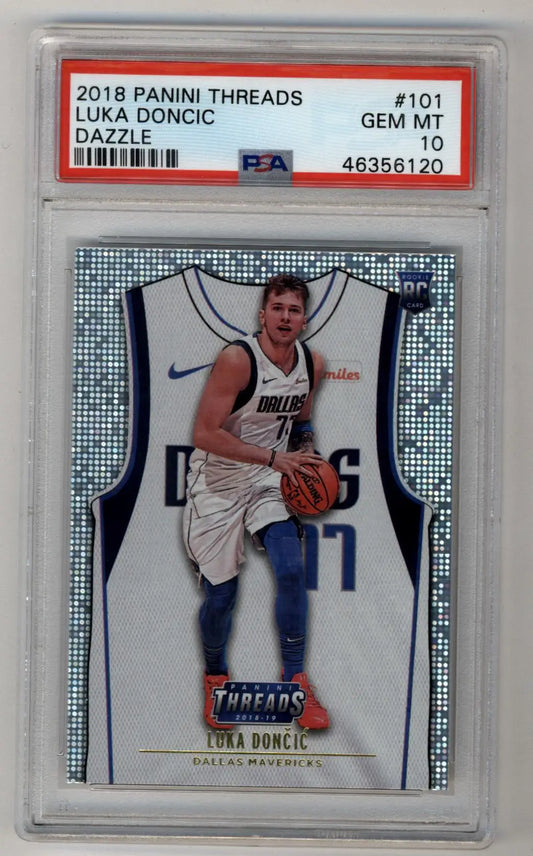 Graded 2018 Panini Threads Dazzle Luka Doncic basketball card in PSA 10 Gem Mint
