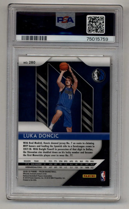 Luka Doncic rookie basketball card graded Gem Mint PSA 10 from 2018-19 Prizm series