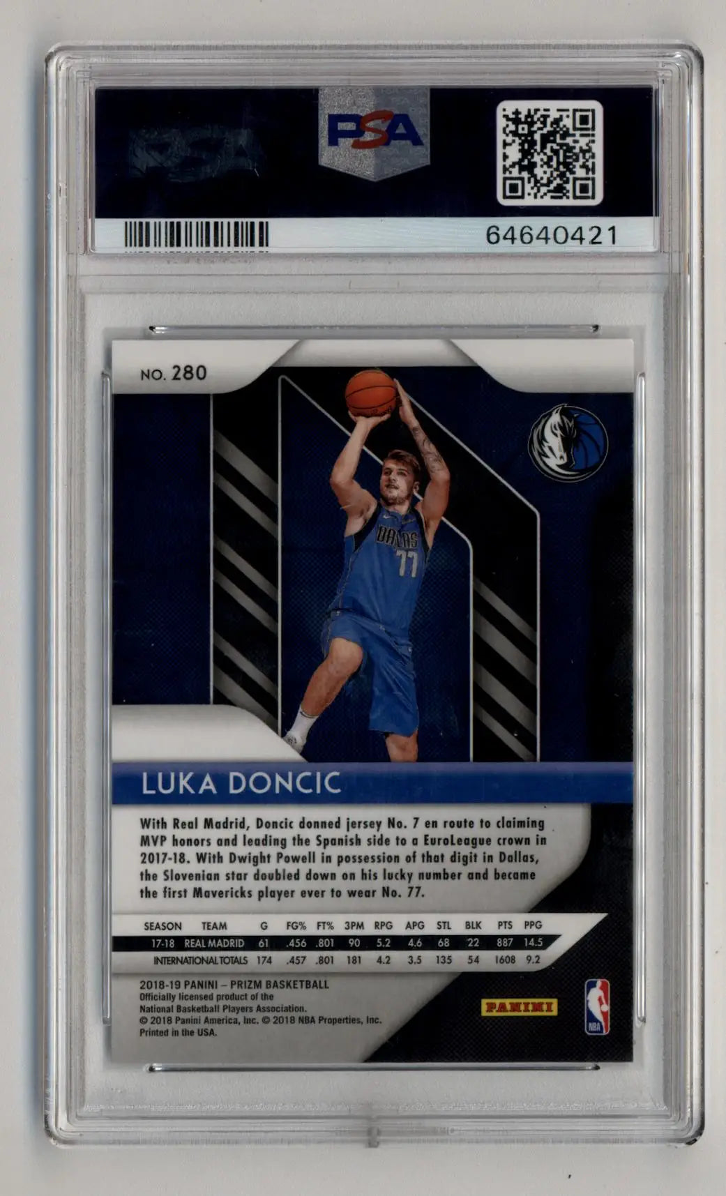 Graded NBA Luka Doncic Prizm Rookie basketball trading card Gem Mint PSA 10