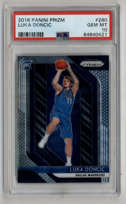 Luka Doncic 2018 Prizm Rookie Card PSA 10 Gem Mint featuring graded basketball card