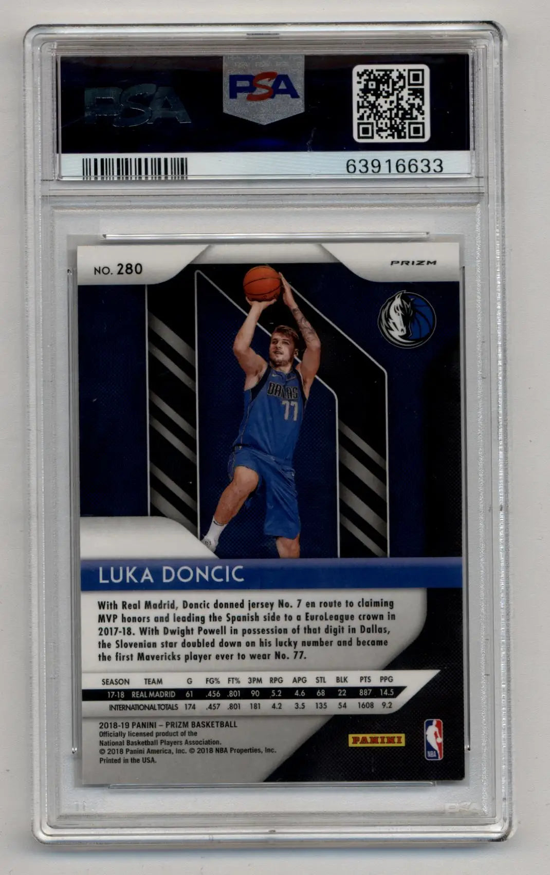 Graded Luka Doncic Prizm Rookie Silver PSA 9 basketball trading card