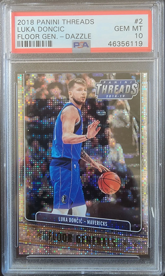 Luka Doncic 2018 Panini Threads Floor Generals Dazzle PSA 10 Gem Mint card