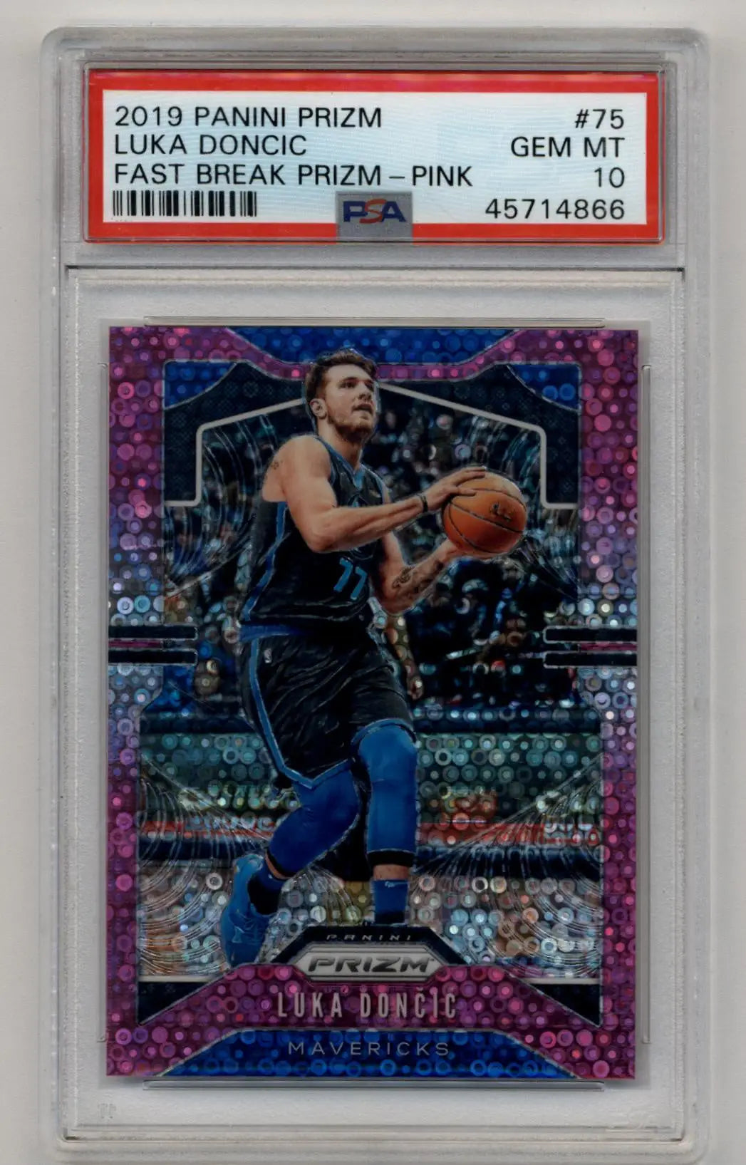 Luka Doncic 2019 Prizm Fast Break Prizm Pink basketball card PSA 10 Gem Mint