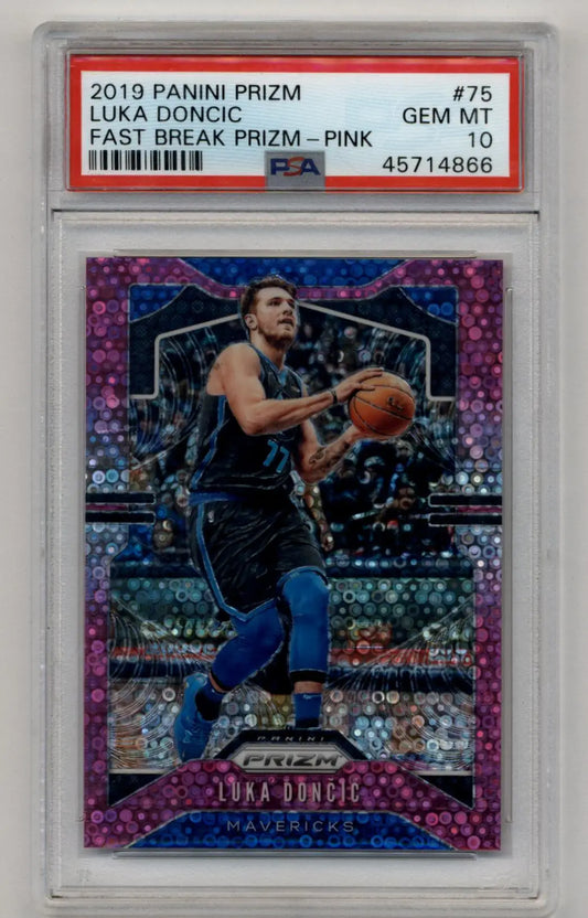 Luka Doncic 2019 Prizm Fast Break Prizm Pink basketball card PSA 10 Gem Mint
