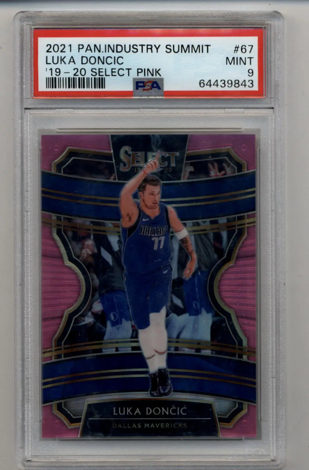 Luka Doncic Panini Industry Summitt Pink basketball card 10/10 PSA 9 Mint