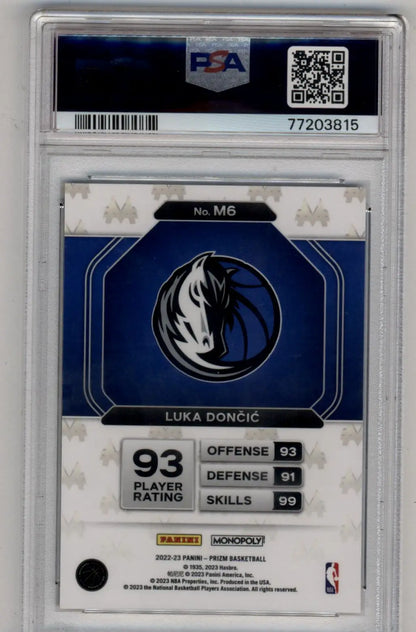 Luka Doncic 2022-23 Prizm Monopoly Money Black PSA 10 Gem Mint trading card