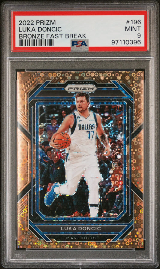 Luka Doncic 2022 Panini Prizm Fast Break Bronze basketball card PSA 9 Mint