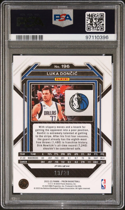 Graded Luka Doncic Panini Prizm Fast Break Bronze basketball card PSA 9 Mint