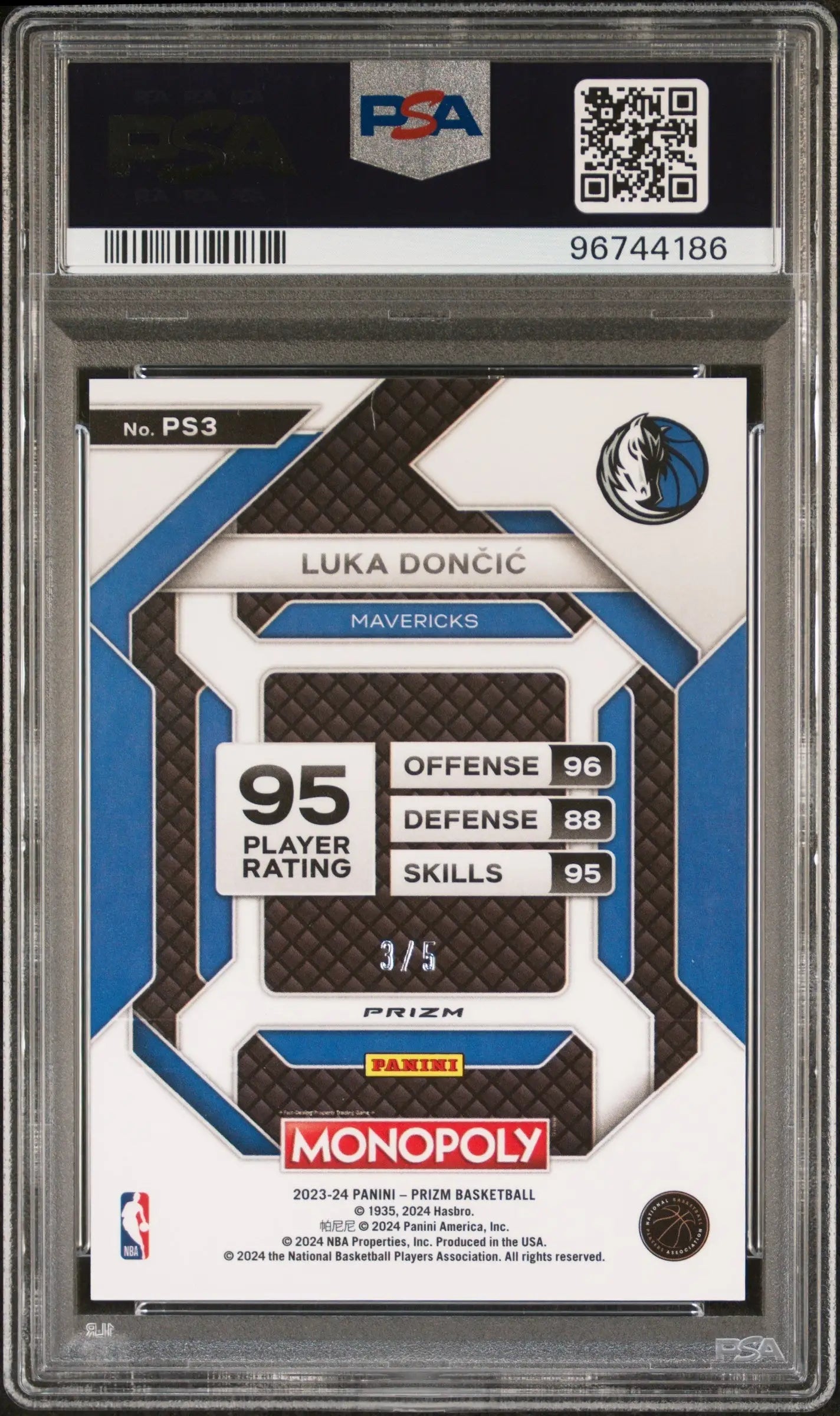 Luka Doncic Panini Prizm basketball card graded Gem Mint PSA 10 Black Gold