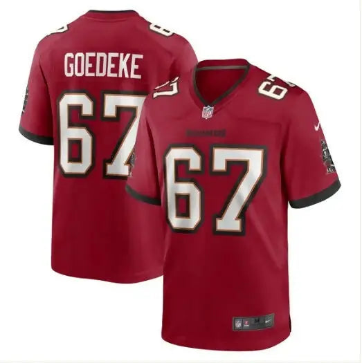 Red Luke Goedeke Tampa Bay Buccaneers Nike game jersey with number 67 and GOEDEKE on back