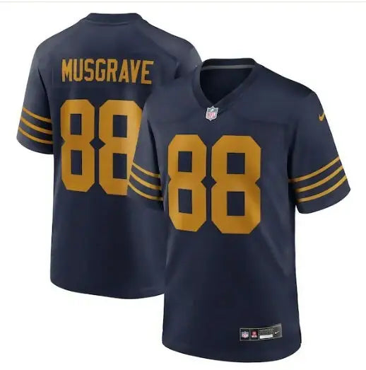Navy blue American football jersey with gold number 88 and MUSGRAVE on the back
