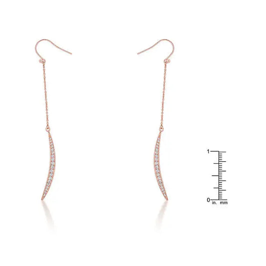 Luna 0.5ct CZ Rose Gold Delicate Moon Drop Earrings - Earrings