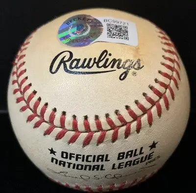 Lyle Lovett signed official Rawlings baseball with red stitching and GRAMMY Award branding