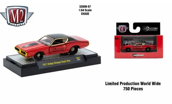 Red and black 1971 Dodge Charger Super Bee toy car from Detroit Muscle R87 series