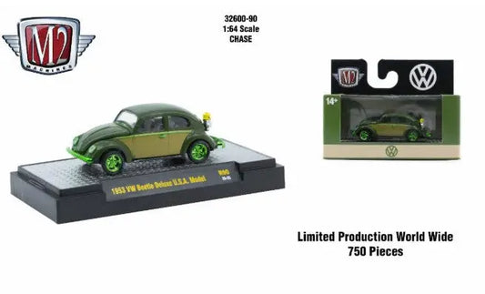 Two-tone green 1953 Volkswagen Beetle toy car Detroit Muscle R90 Beetle Deluxe USA model