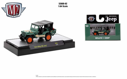Green and orange Willys MB Jeep die-cast model from M2 Machines Detroit Muscle Release