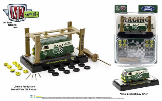 Green and white 1965 Ford Econoline Delivery Van model kit release with interchangeable wheels